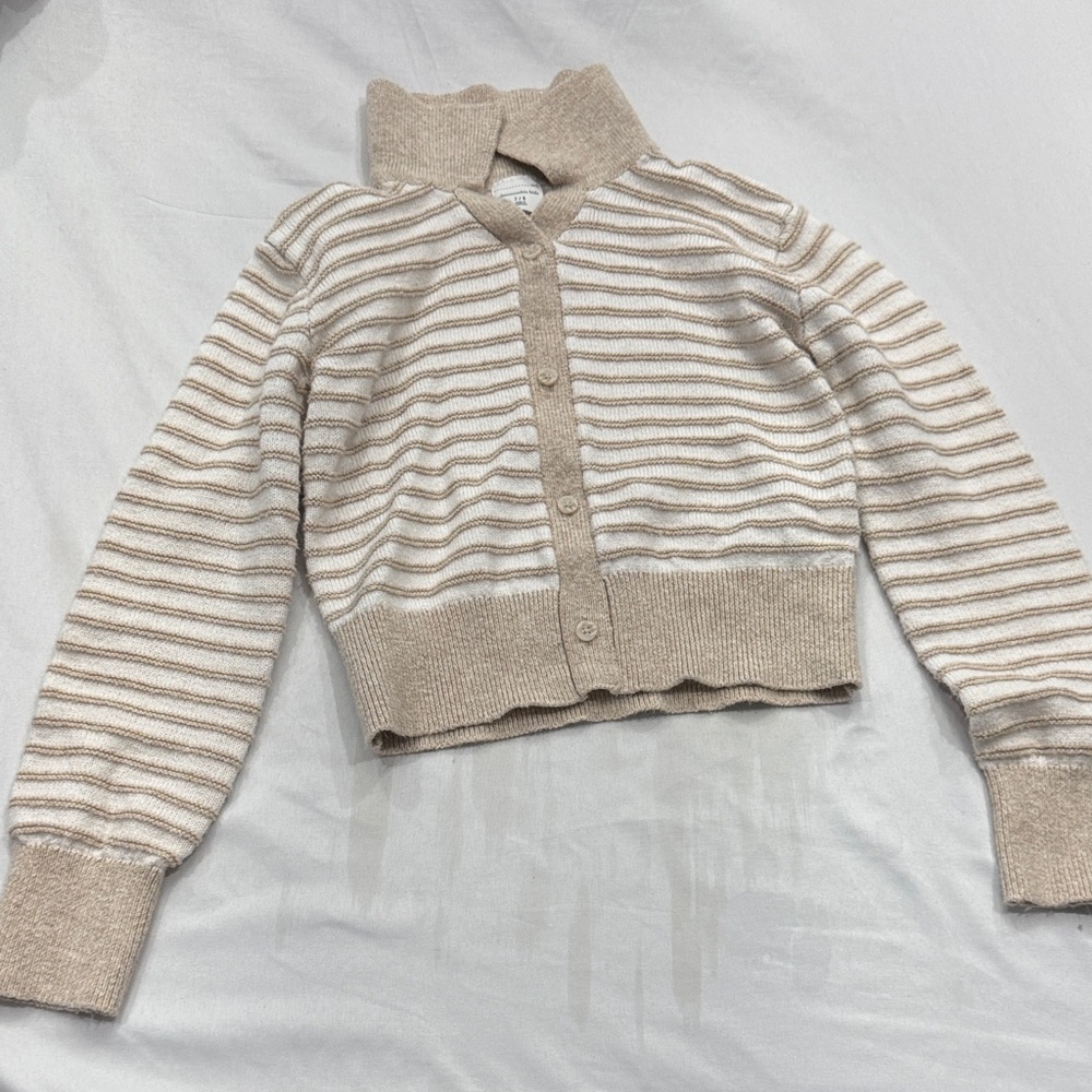 Abercrombie Kids Beige and Cream Striped Cardigan